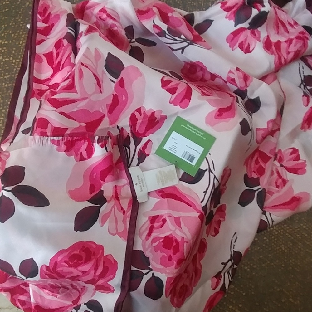 Silk floral long scarf